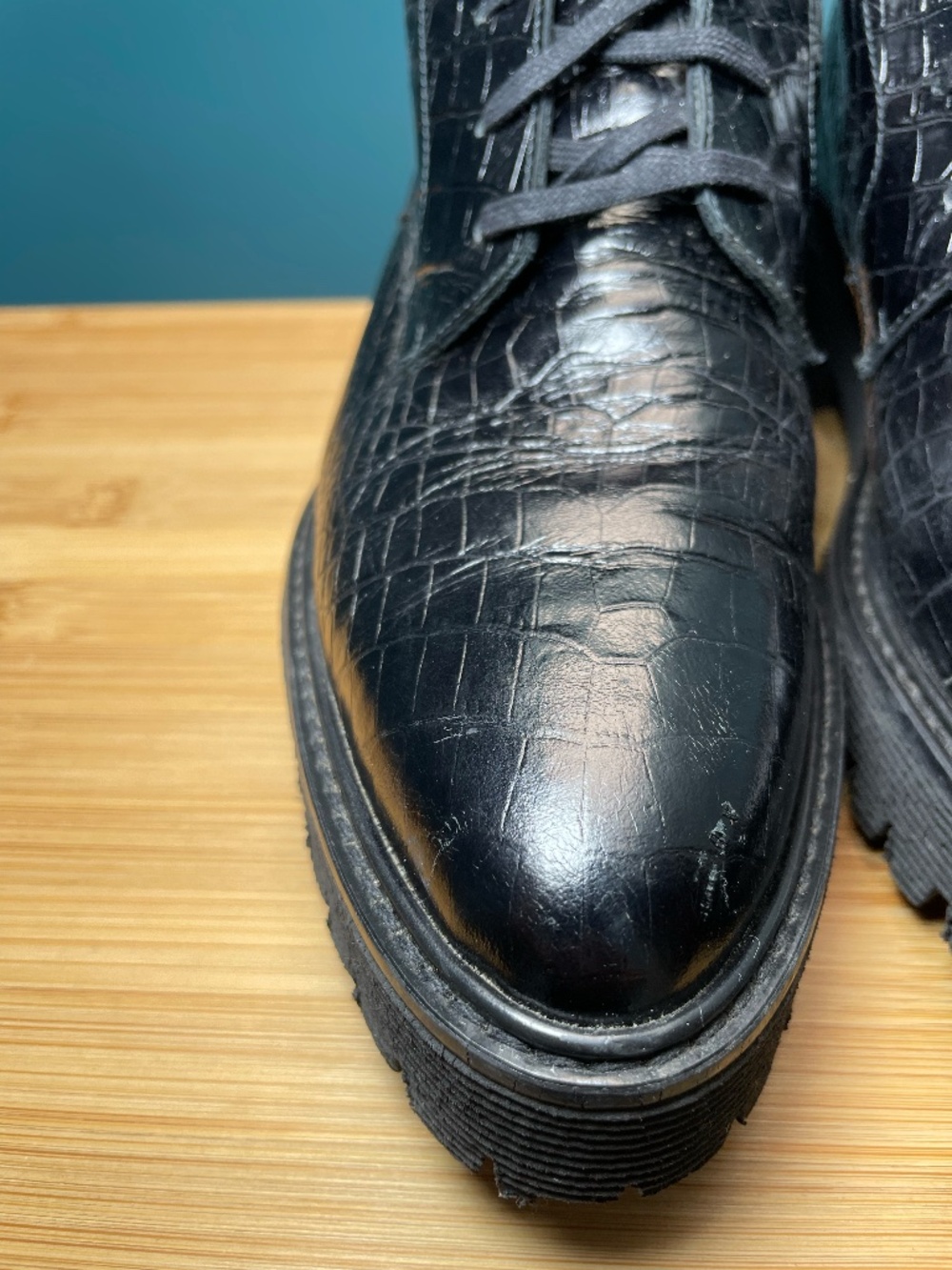 Frēda Salvador Emi Lug Sole 90's Style Combat Boots Women's 7.5 Black Leather - Picture 11 of 16
